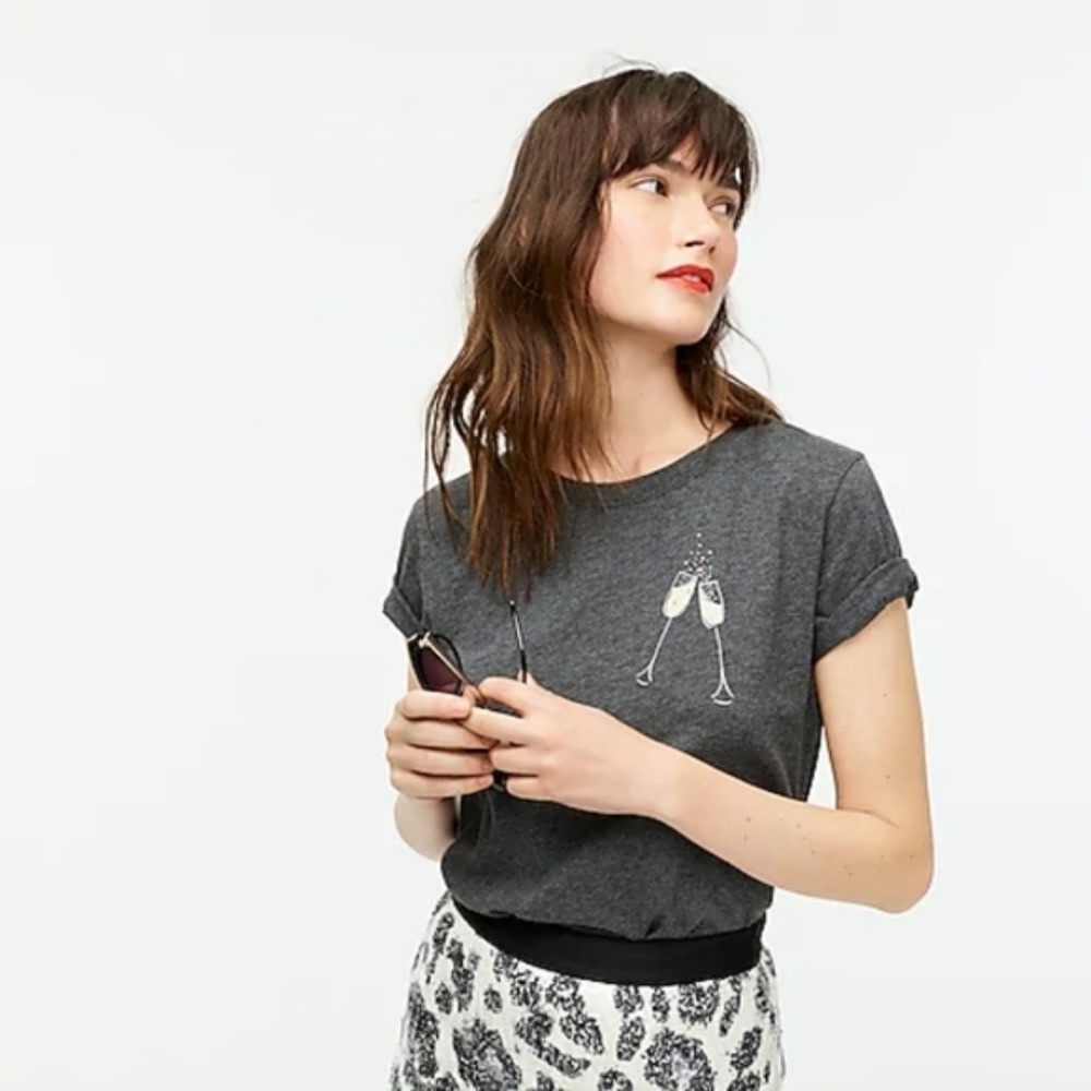 NWT J. Crew Champagne Graphic T-Shirt